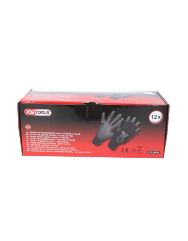 KS TOOLS PU-Flex werkhandschoen-zwart, 8, 12 paar - 310.0491