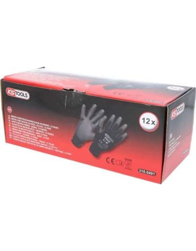 KS TOOLS PU-Flex werkhandschoen-zwart, 8, 12 paar - 310.0491