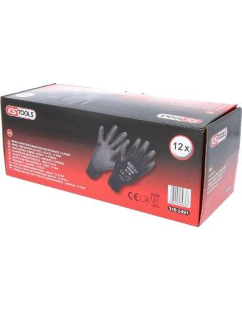 KS TOOLS PU-Flex werkhandschoen-zwart, 8, 12 paar - 310.0491