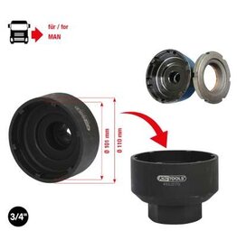 KS TOOLS 3/4" kroonmoersleutel met 6 tappen voor MAN, 101-110 mm - 450.0170