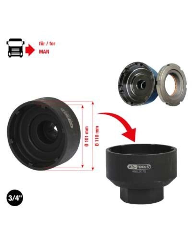 KS TOOLS 3/4" kroonmoersleutel met 6 tappen voor MAN, 101-110 mm - 450.0170