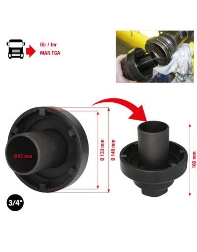 KS TOOLS 3/4" kroonmoersleutel met geleidebuis voor MAN TGA - 450.0175