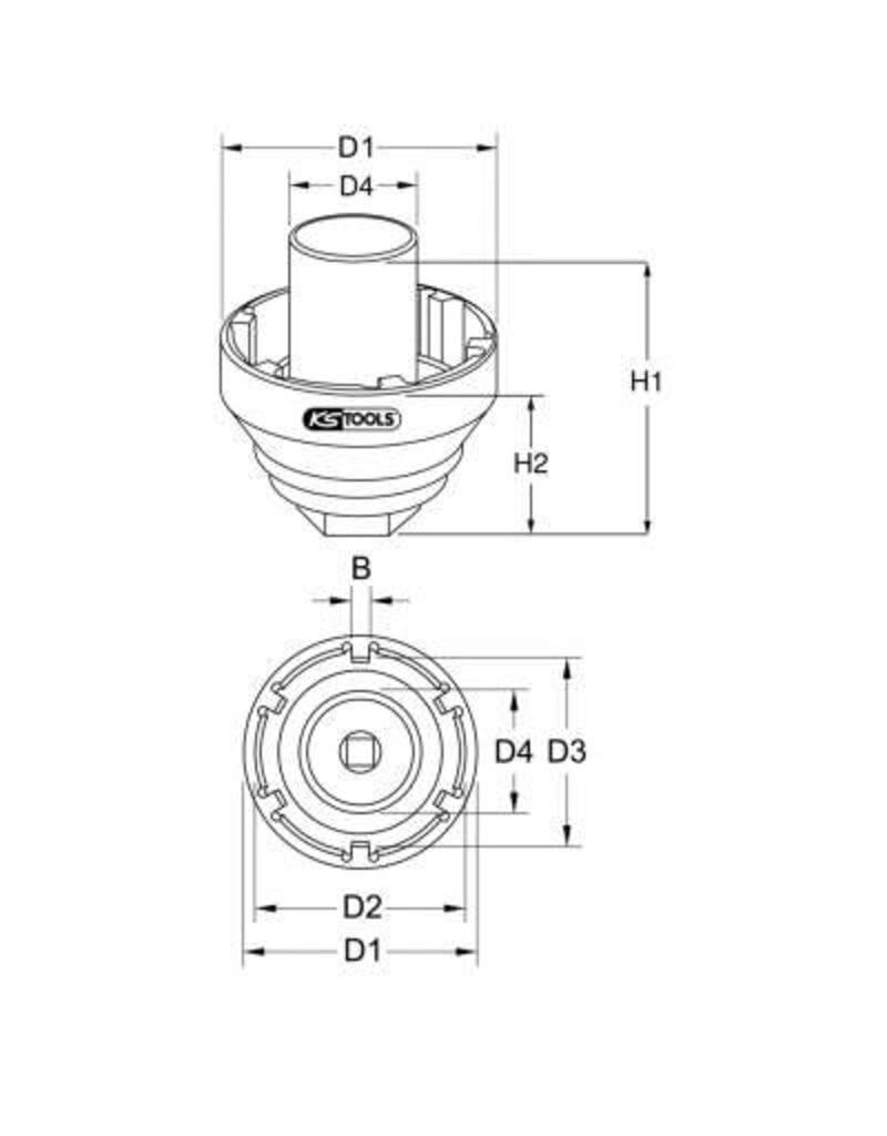 KS TOOLS 3/4" kroonmoersleutel met geleidebuis voor MAN TGA - 450.0175