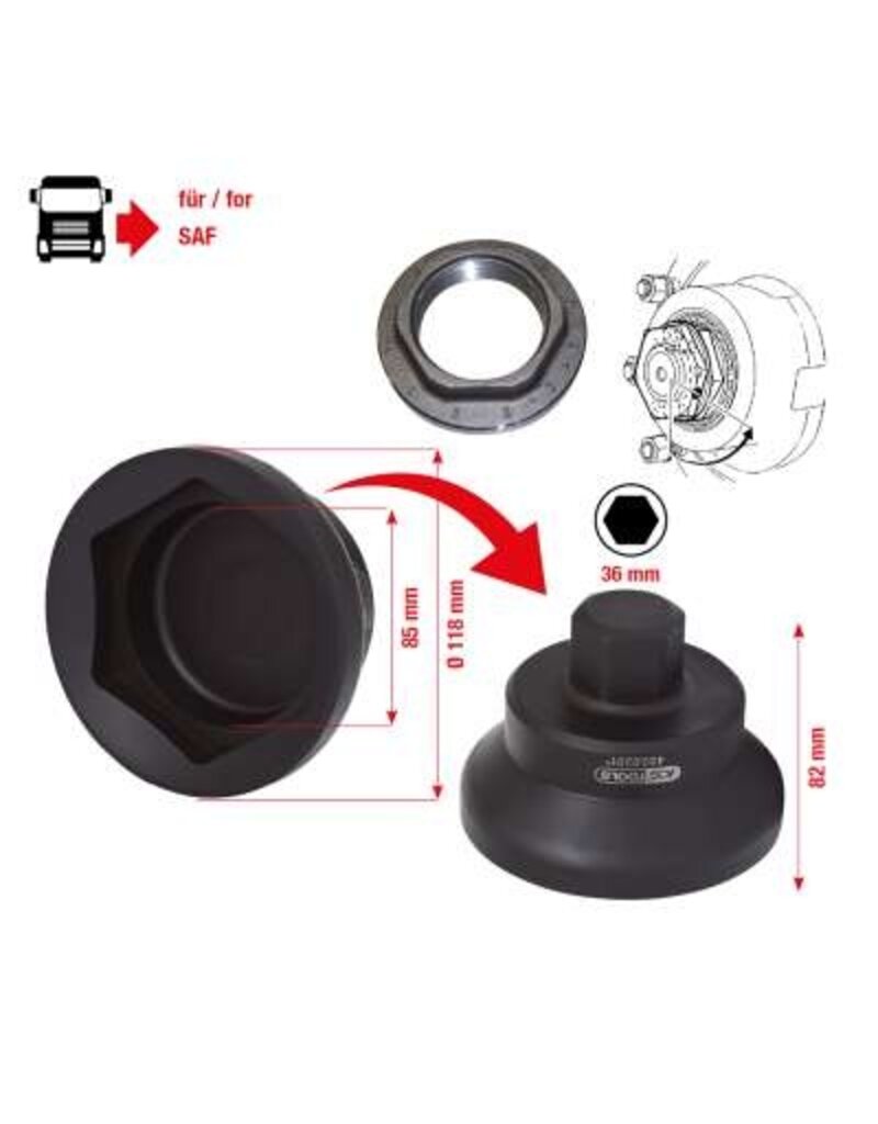 KS TOOLS Asmoersleutel voor SAF 85mm, Ø 118 mm - 450.0201