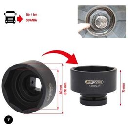 KS TOOLS 1" asmoersleutel voor Scania 8-kant, 80 mm - 450.0221