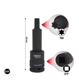 KS TOOLS 3/4" Bit-dopsleutel Torx, kracht, lang, T60 - 450.0441