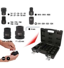 KS TOOLS 3/4" + 1" kracht-wisselbitset, 23-dlg - 450.0450