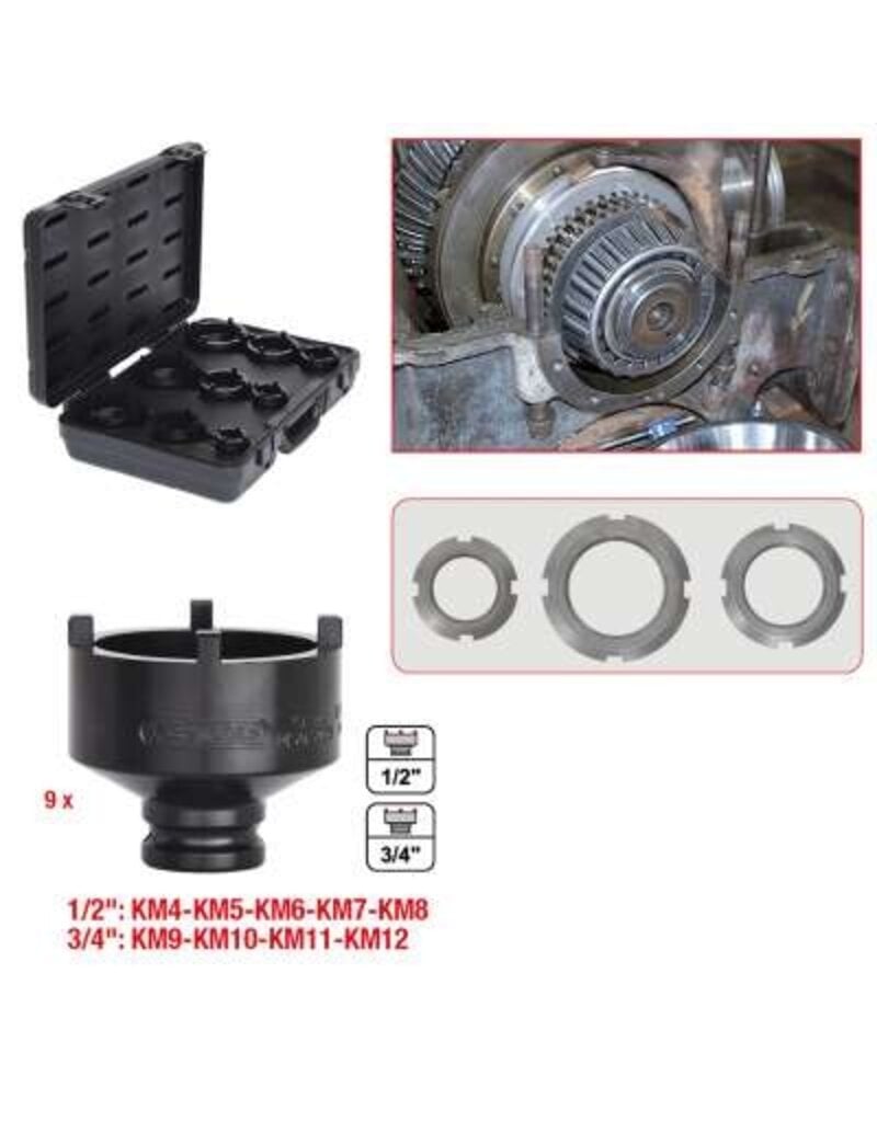 KS TOOLS Wielnaafmoersleutelset met paspennen, uitwendig, 9-dlg - 450.5000