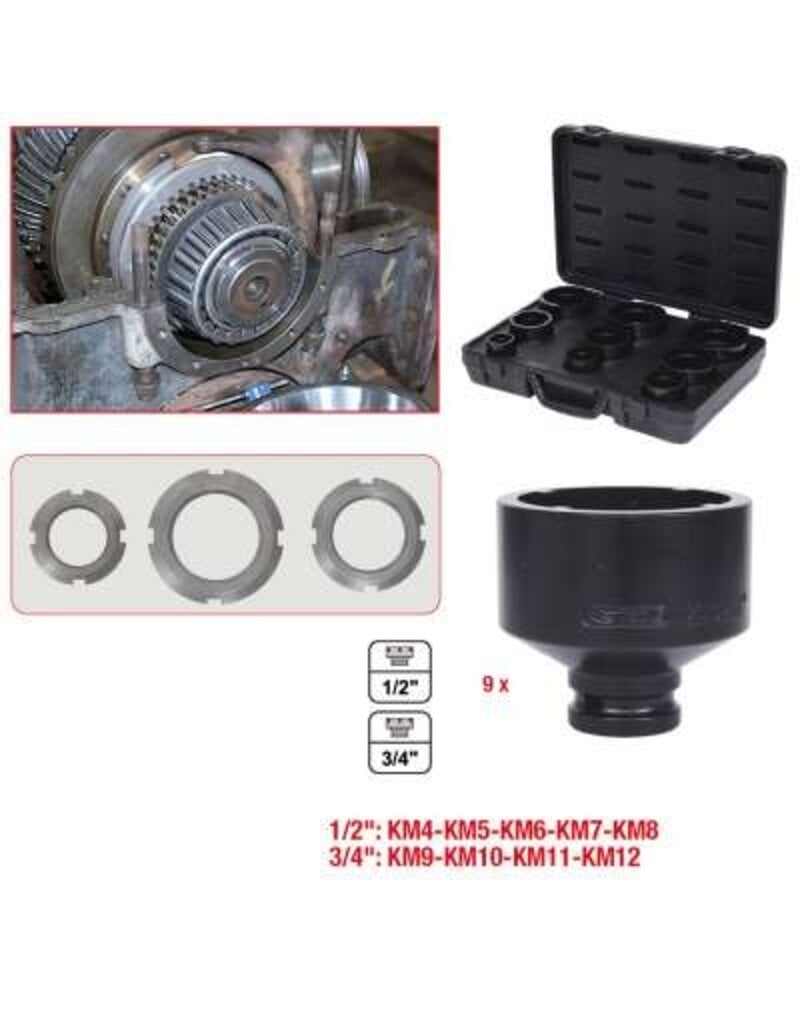 KS TOOLS Wielnaafmoersleutelset met paspennen, inwendig, 9-dlg - 450.5020