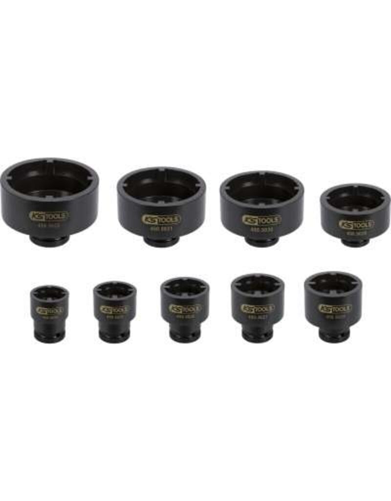 KS TOOLS Wielnaafmoersleutelset met paspennen, inwendig, 9-dlg - 450.5020
