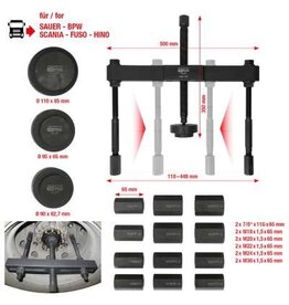 KS TOOLS Universele wielnaaf-trekkerset voor bedrijfswagens, 23-dlg  - 460.1765