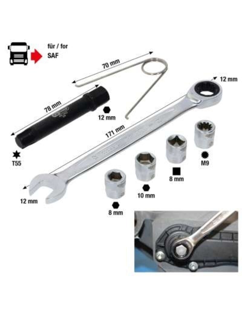 KS TOOLS Speciale steeksleutelset voor WABCO en Knorr remzuigers, 7 dlg - 460.2620