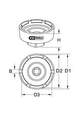 KS TOOLS 3/4" kroonmoersleutel met 4 tappen voor DAF, binnentap Ø 66,8 mm - 460.3740