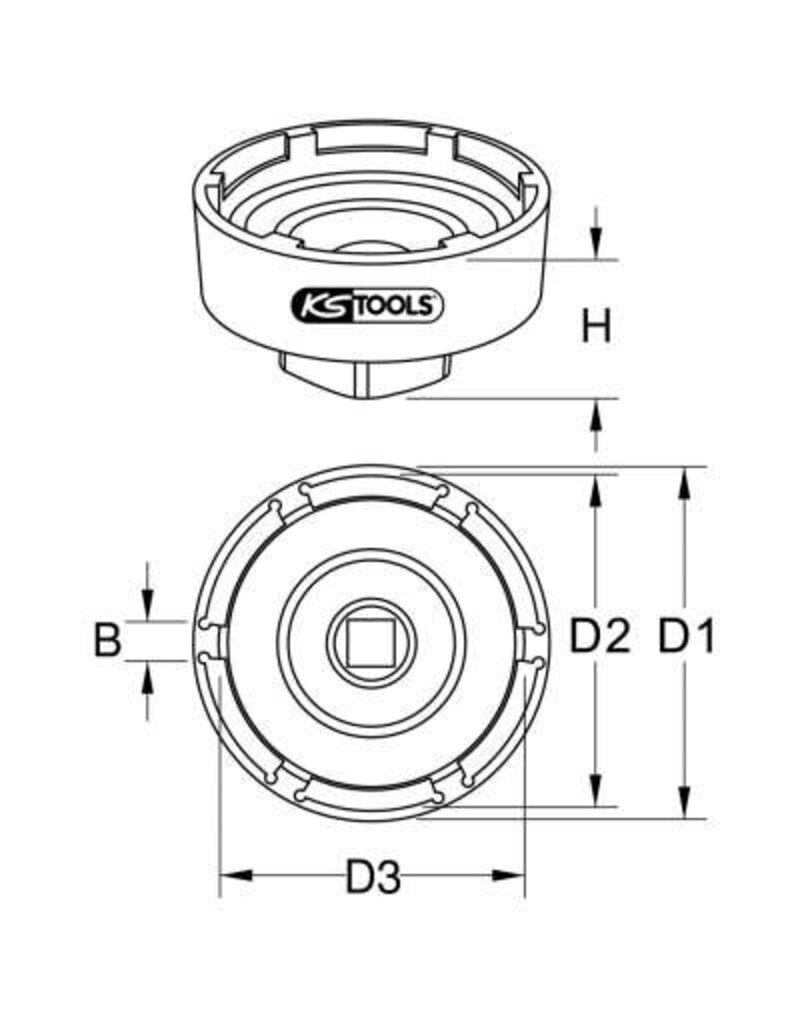 KS TOOLS 3/4" kroonmoersleutel met 4 tappen voor DAF, binnentap Ø 66,8 mm - 460.3740