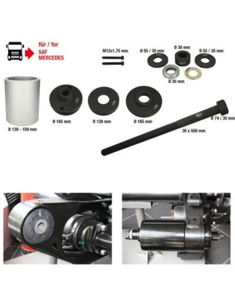 KS TOOLS 3D-busgereedschapset voor SAF-assen, Mercedes DCA- en HT-assen, 12-dlg - 460.4885