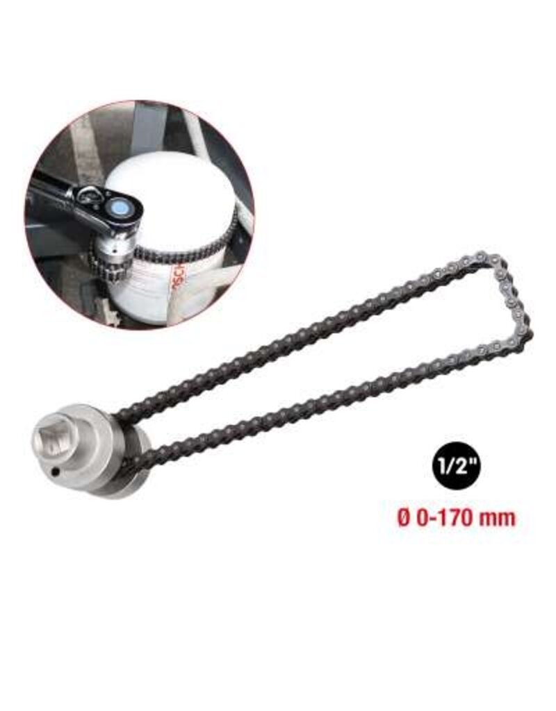 KS TOOLS Oliefilter- en luchtdrogerpatroonkettingsleutel, Ø 170 mm - 460.5216