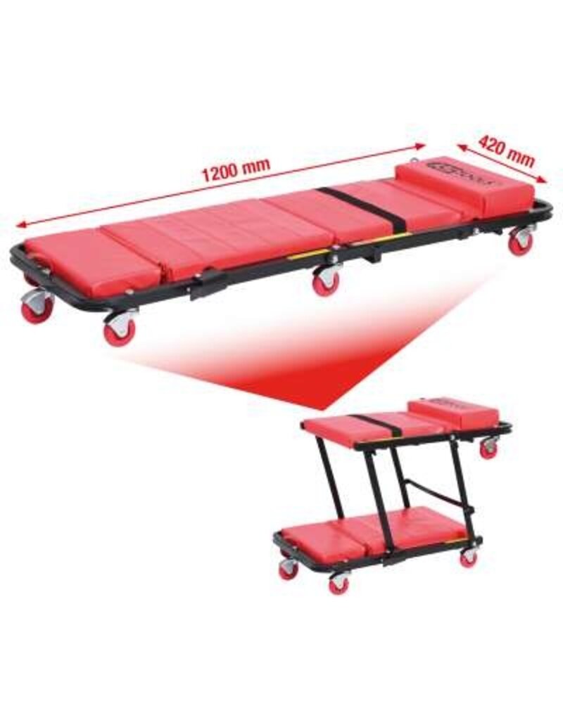 KS TOOLS Verrijdbaar ligbed met klapstoel, 1200x420 mm - 500.8000