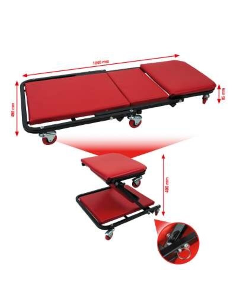 KS TOOLS Verrijdbaar ligbed met klapstoel, 1040x490 mm - 500.8011