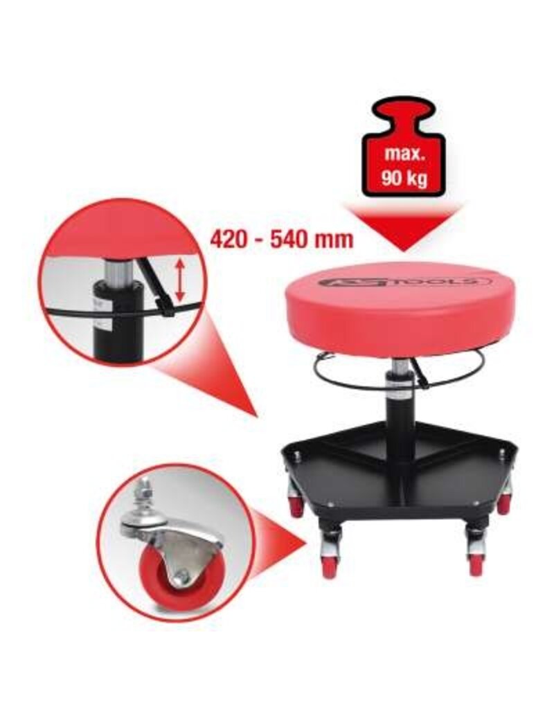 KS TOOLS Verrijdbare en in hoogte verstelbare kruk - 500.8030