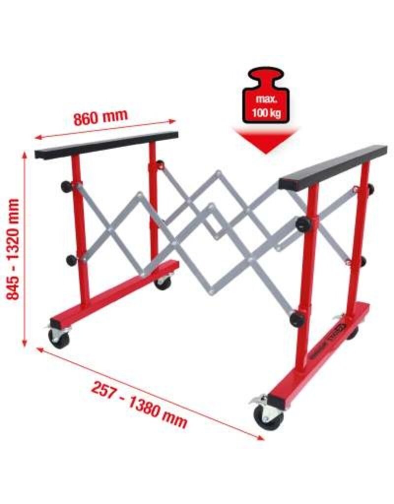 KS TOOLS performance Telescoop-zwenkwagen, 257-1380mm - 500.8100