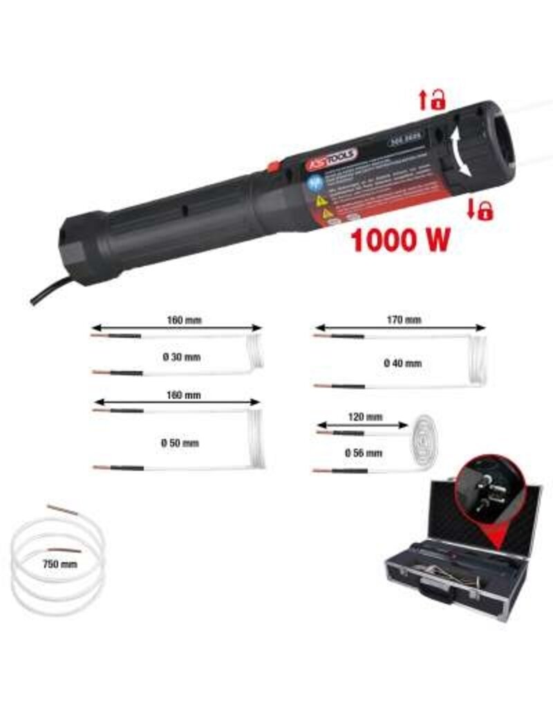 KS TOOLS Inductie-heteluchtpistoolset met snelvergrendeling, 6-dlg - 500.8605
