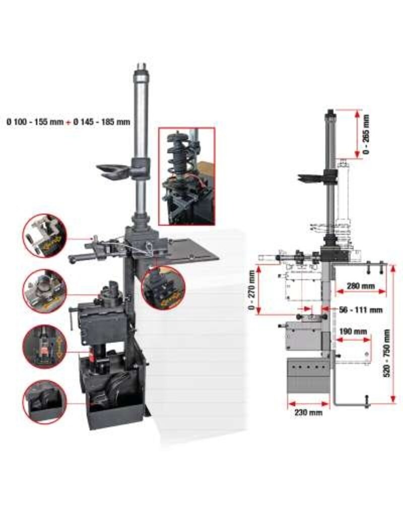 KS TOOLS McPherson veerspanner stationaire veerspanner voor werkbankmontage - 500.8660