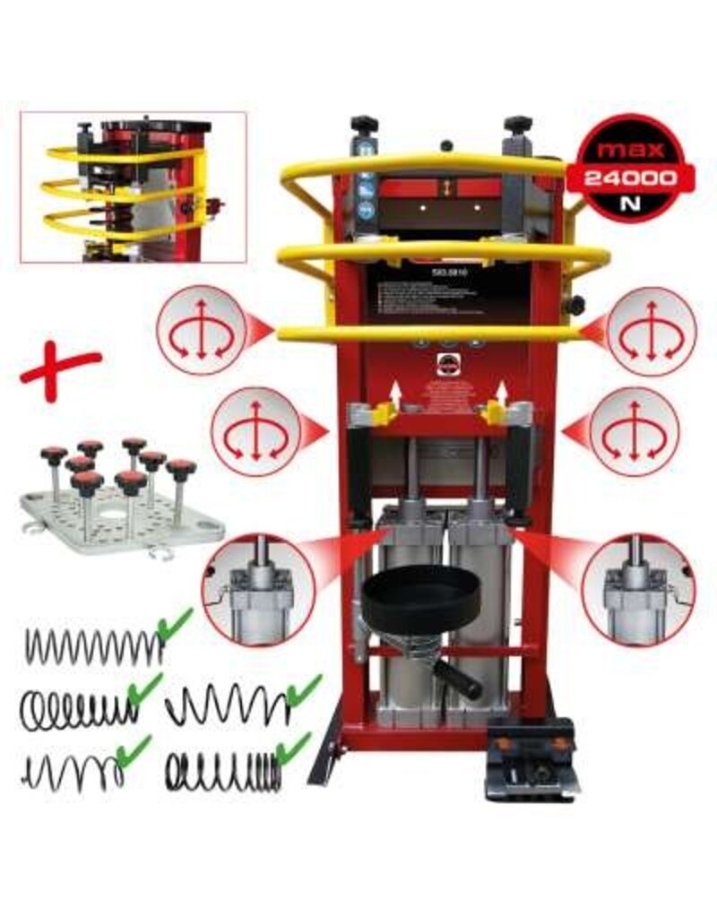 KS TOOLS Pneumatische staande veerspanner met dubbele cilinder, incl. adapterplaat - 500.8815