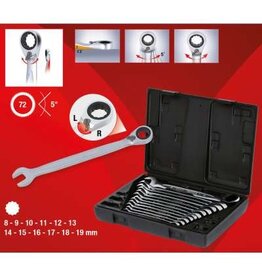 KS TOOLS GEARplus Ratelringsteeksleutelset, omschakelbaar, 12-dlg - 503.4665
