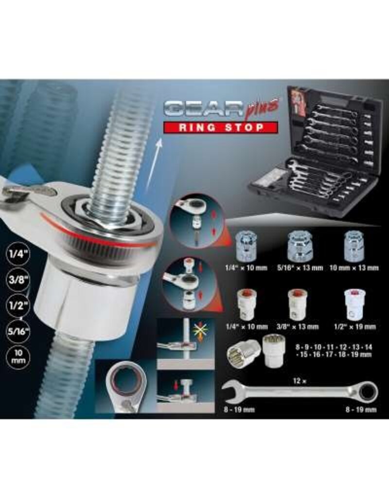 KS TOOLS GEARplus RINGSTOP-Ratelringsteeksleutelset, 30-dlg, mit adapter - 503.4960