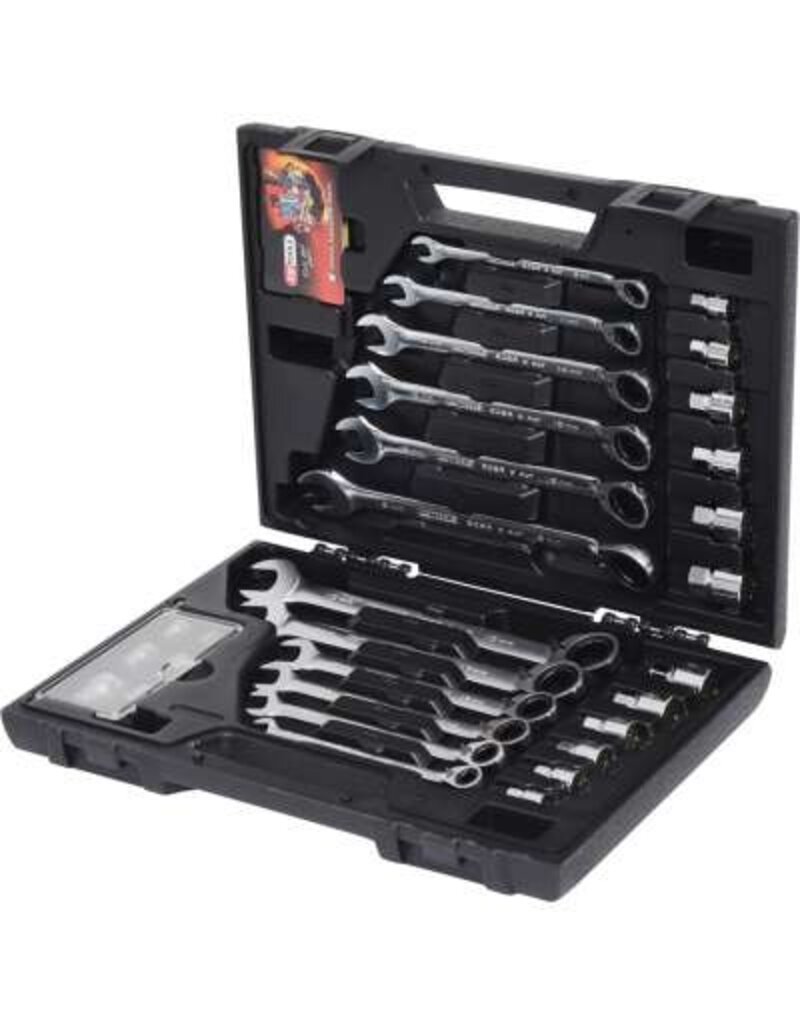 KS TOOLS GEARplus RINGSTOP-Ratelringsteeksleutelset, 30-dlg, mit adapter - 503.4960