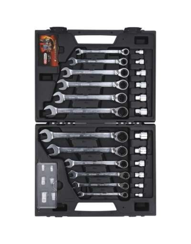 KS TOOLS GEARplus RINGSTOP-Ratelringsteeksleutelset, 30-dlg, mit adapter - 503.4960