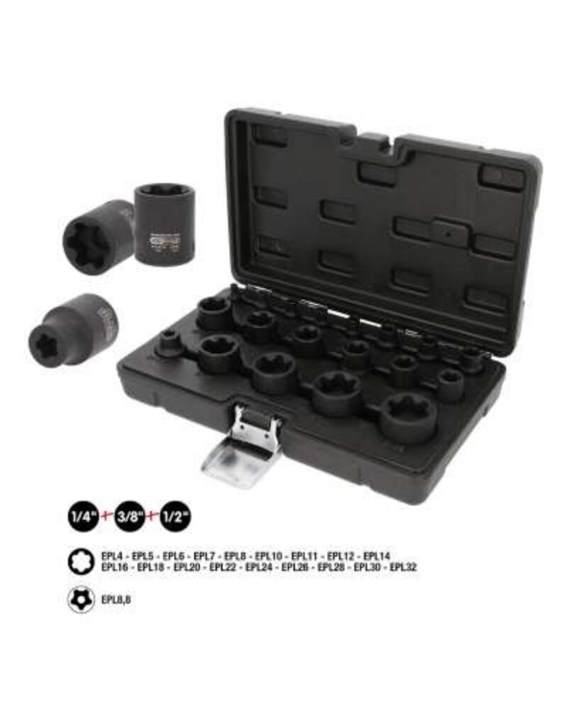 KS TOOLS 1/4"+3/8"+1/2" Torx-krachtbitdopsleutelset, 19-dlg - 515.0119