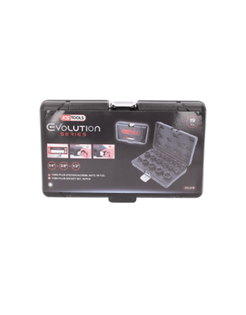 KS TOOLS 1/4"+3/8"+1/2" Torx-krachtbitdopsleutelset, 19-dlg - 515.0119