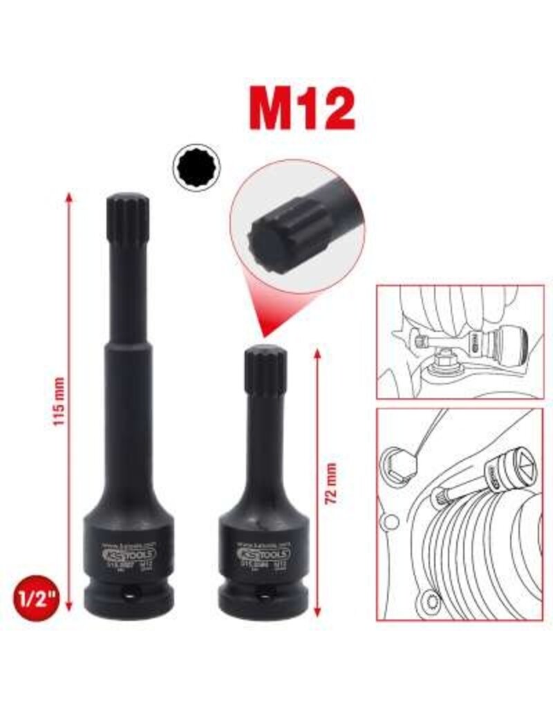 KS TOOLS 1/2" Bit-dopsleutelset XZN, kracht, 2-dlg - 515.0595