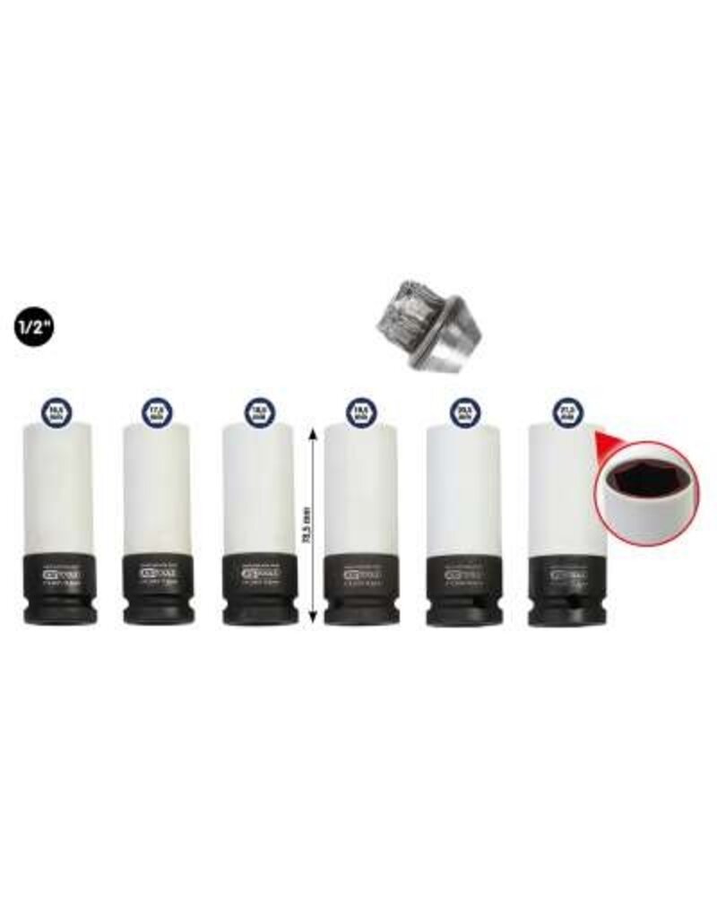 KS TOOLS Speciale 1/2" krachtdoppenset voor aluminiumvelgen, 6-dlg - 515.0850