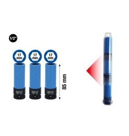 KS TOOLS 1/2" krachtdop robuust, lang, 17 mm 3x 515.1073 voor aluminium velgen - 515.0860