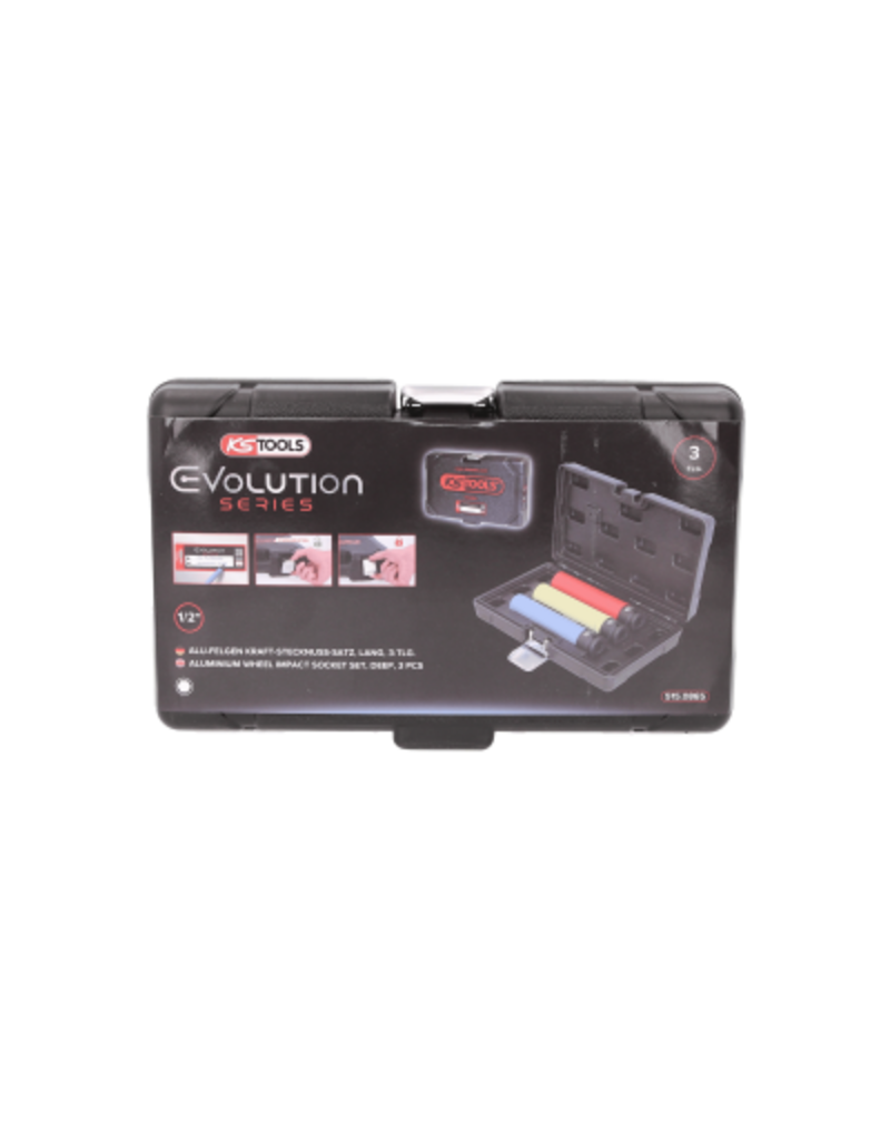 KS TOOLS Kracht dopsleutelset, extra lang, voor alu-velgen, 3-dlg 1/2", 17, 19, 21 mm - 515.0865