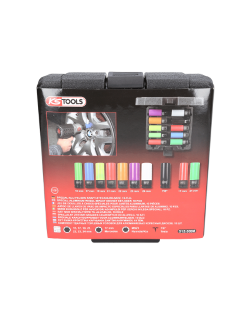 KS TOOLS Speciale 1/2" krachtdoppenset voor aluminiumvelgen, 10-dlg - 515.0890
