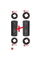KS TOOLS Speciale 1/2" krachtdoppenset voor aluminiumvelgen voor Ford, 18,5 / 19,5 / 20,5 / 21,5 mm, 2-dlg - 515.0895