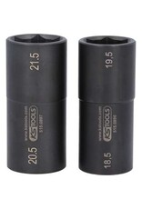 KS TOOLS Speciale 1/2" krachtdoppenset voor aluminiumvelgen voor Ford, 18,5 / 19,5 / 20,5 / 21,5 mm, 2-dlg - 515.0895