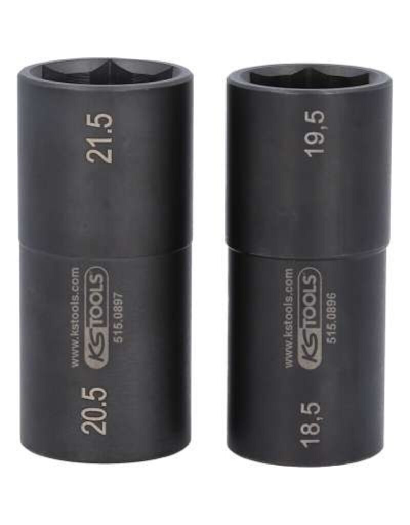 KS TOOLS Speciale 1/2" krachtdoppenset voor aluminiumvelgen voor Ford, 18,5 / 19,5 / 20,5 / 21,5 mm, 2-dlg - 515.0895