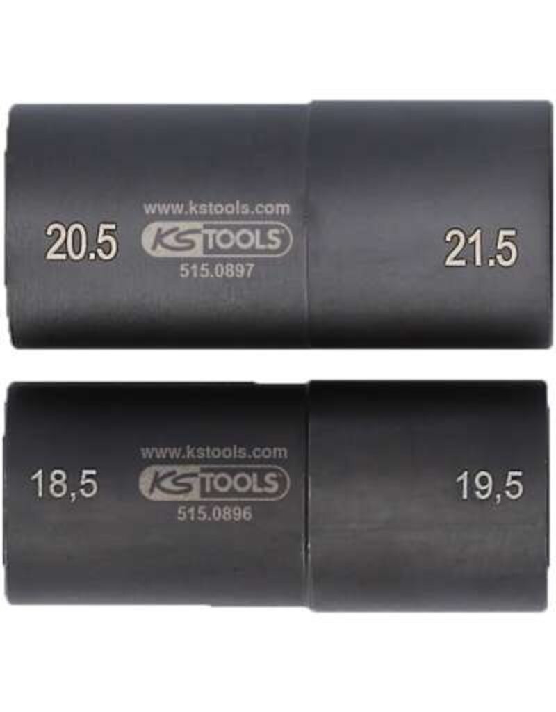 KS TOOLS Speciale 1/2" krachtdoppenset voor aluminiumvelgen voor Ford, 18,5 / 19,5 / 20,5 / 21,5 mm, 2-dlg - 515.0895