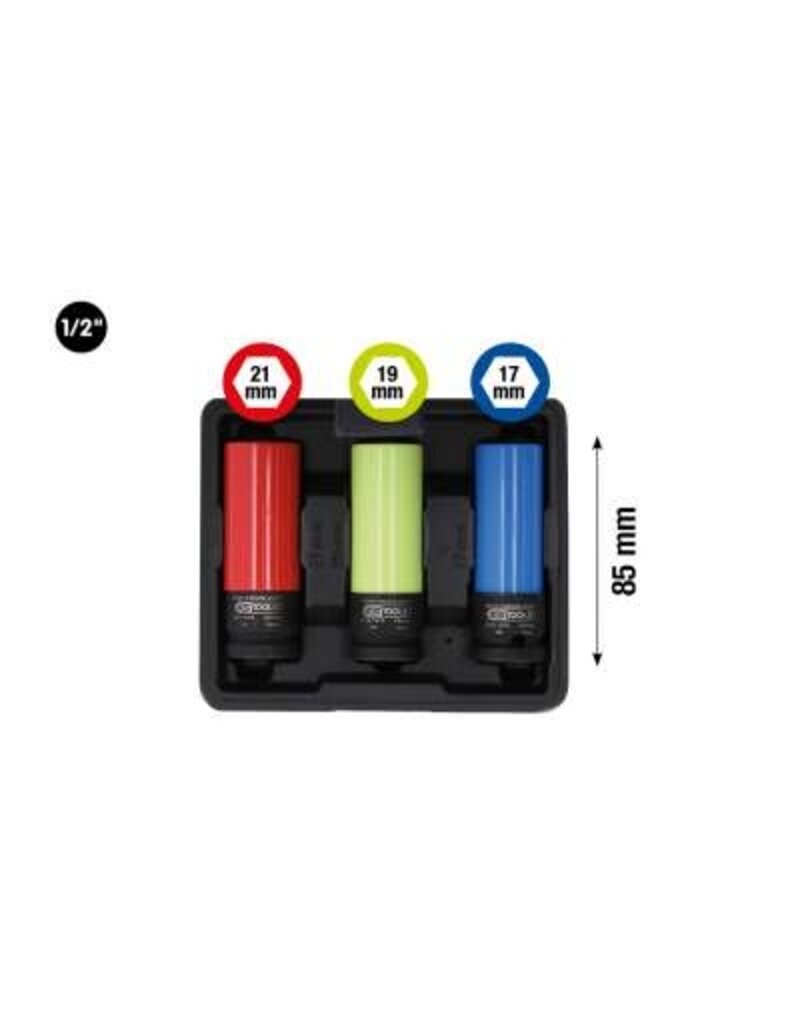 KS TOOLS 1/2" Dopsleutelset, kracht voor alu-velgen, robuust, 3-dlg - 515.1070