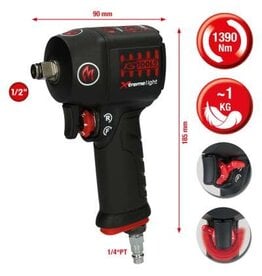 KS TOOLS 1/2" miniMONSTER Xtremelight High Performance pneumatische slagmoersleutel 1.390 Nm - 515.1150
