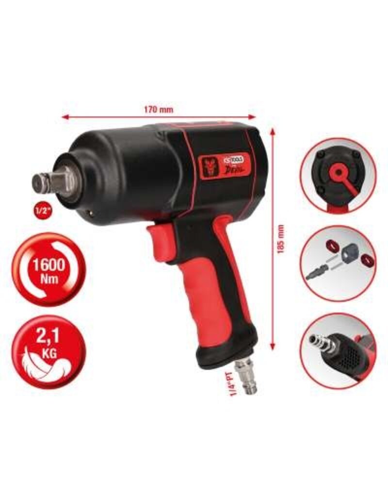 KS TOOLS 1/2" THE DEVIL krachtige pneumatische slagmoersleutel, 1600 Nm - 515.1200