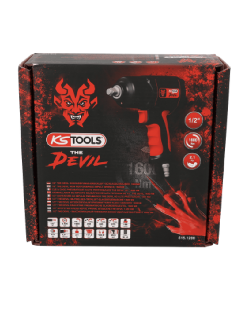 KS TOOLS 1/2" THE DEVIL krachtige pneumatische slagmoersleutel, 1600 Nm - 515.1200
