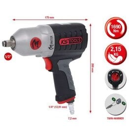 KS TOOLS 1/2" MONSTER krachtige pneumatische slagmoersleutel, 1690 Nm - 515.1210