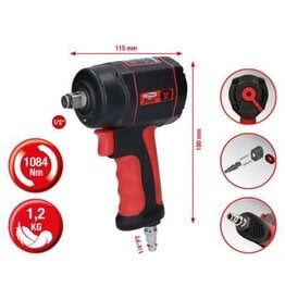 KS TOOLS 1/2" THE miniDEVIL krachtige pneumatische slagmoersleutel, 1084 Nm - 515.1315