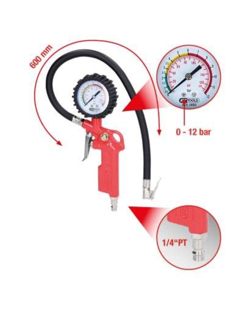 KS TOOLS Bandenspanningsmeter 0-12bar - 515.1950