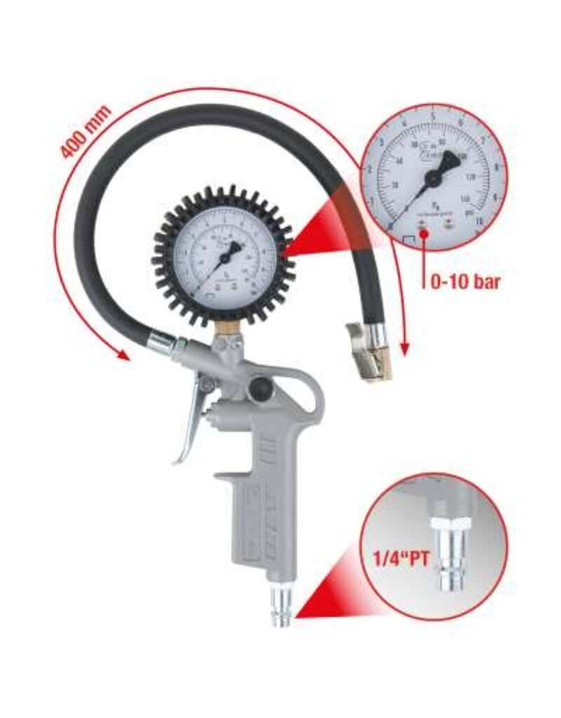 KS TOOLS Bandenpomp, geijkt, 0-10bar - 515.1960